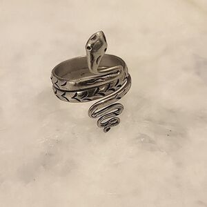 Jens Pirate Booty Snake Goth Boho Indie Biker Silver Wrap Moto Tribal Ring 8 Y2K